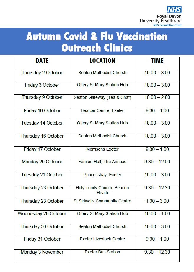 Autumn Covid and Flu Vaccination Outreach Clinics